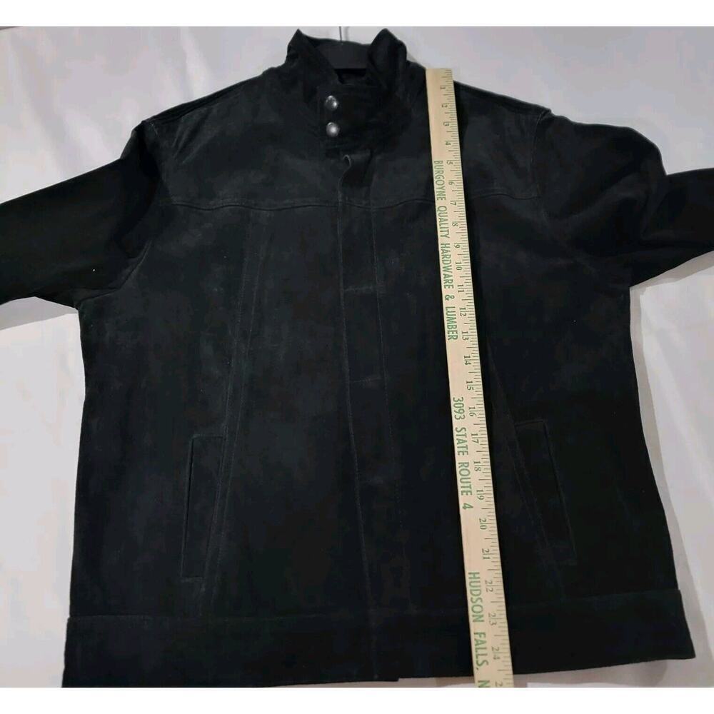 Jones Sport Black Suede Leather Jacket Womens Large Y2K New Bomber Classic - Picture 8 of 16
